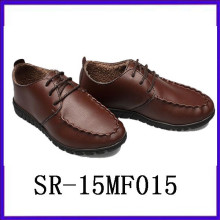 Zapatos de cuero del desgaste del vintage zapatos de los hombres del redondo-dedo del pie calzado del mem